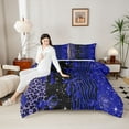 thumbnail image 4 of Feelyou Princess Blue Ribbon Bedding Comforter Set for Kids, Fashion Bowknot Bow-tie Twin Comforter Sets, Leopard Cheetah Print Reversible Bedding Set, Lightweight Room Decor, 2 Pieces, 4 of 8