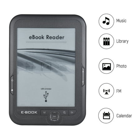E-book Reader E-reader 6'' E-ink Screen MP3 Player with Turn Page Buttons Leather Case Earphone No Built-in Front-light