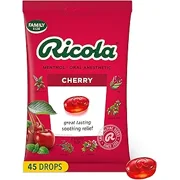 Ricola Cherry Throat Drops, 45 Count, Daily Drops For Delicious Throat Refreshment, Oral Anesthetic, Naturally Flavored