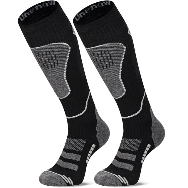 Calcetines de esquí Unenow de lana merino térmicos hasta la rodilla, 2 pares