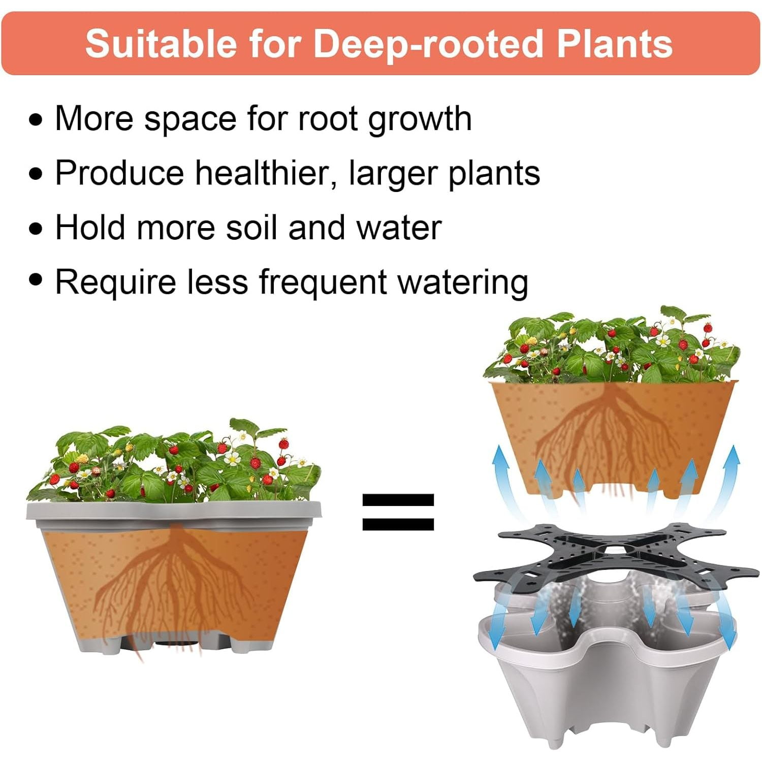 Vertical Planter 5 Tier Stackable Planters Garden Planters Strawberry Herb Flower and Vegetable Planter Indoor Outdoor Gardening Pots with Removable Wheels and Tools