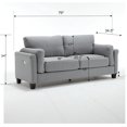thumbnail image 2 of 79" Modern Double Arm Couch, Linen Upholstered 3-Seat Sofa, Comfy Button Tufted Sofa Bed Couch with Deep Seat Sofa USB Port for Living Room Apartment Lounge (Gray, Sofa), 2 of 7