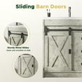 thumbnail image 4 of 4ever2buy Farmhouse Bathroom Vanity, Vanity with Ceramic Sink, Bathroom Vanity Cabinet with 2 Drawers & Sliding Barn Door, Small Bath Storage Vanity Sink Set with Metal Handles, Grey, 4 of 6