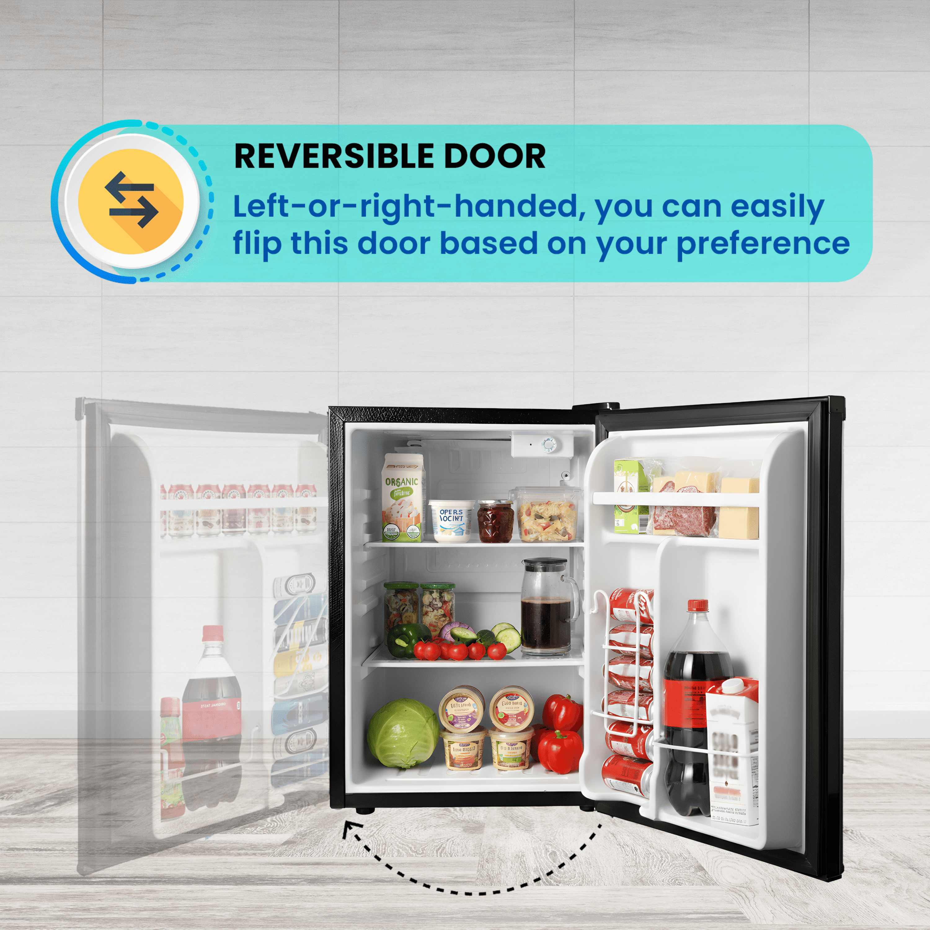 Conserv 2.6 cu.ft. Compact Refrigerator-Stainless, Reversible Door