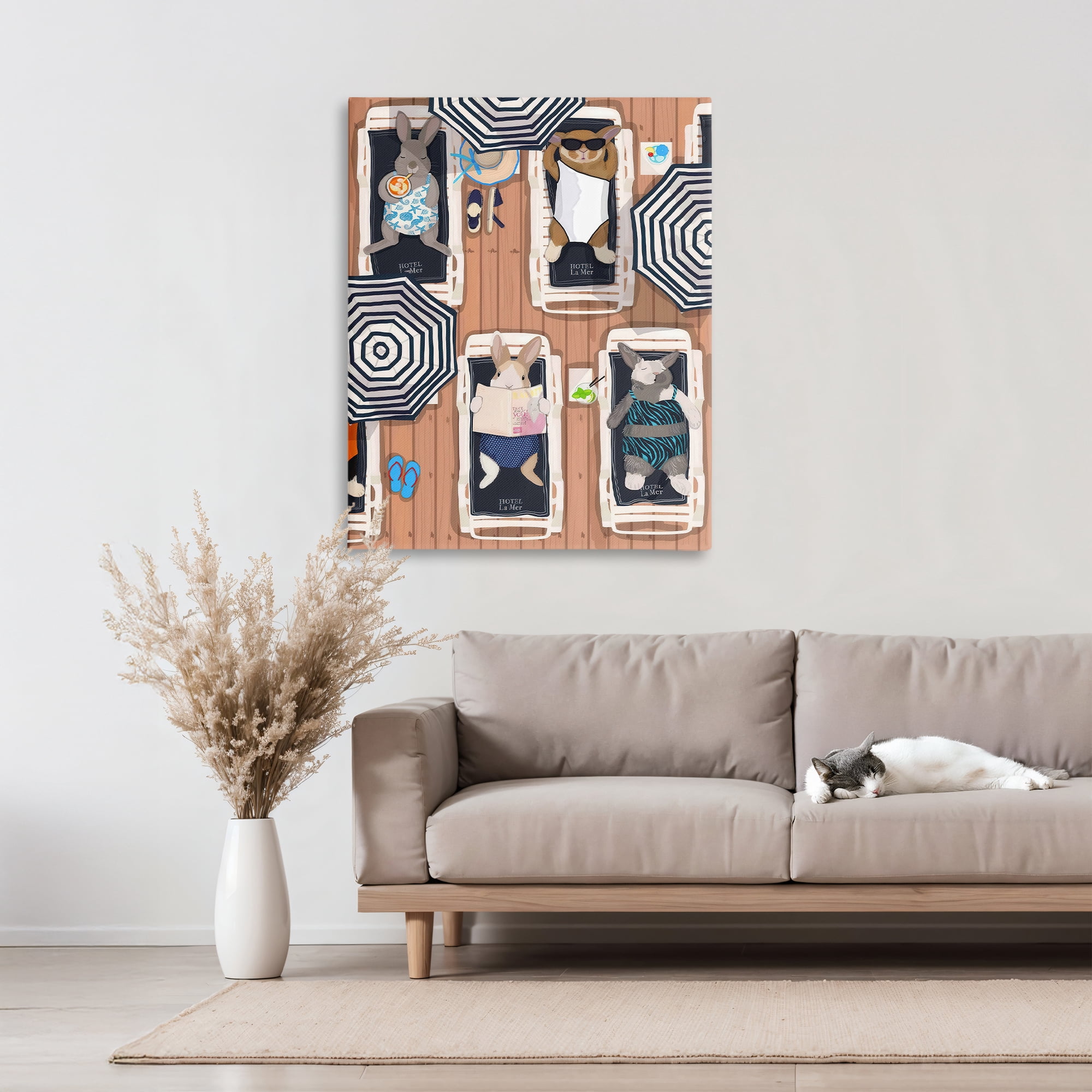 Stupell Industries Rabbits at Hotel La Mer Canvas Wall Art, design by Hanna Melin