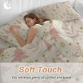 thumbnail image 4 of Pink Christmas Tree Bedding Duvet Cover Set Queen Size 4 Pieces Vintage Yellow Star Snowflakes Winter Bedding Set with Zipper Closure, 1 Comforter Cover 90x92 Inches 1 Flat Sheet & 2 Pillow Cases, 4 of 7