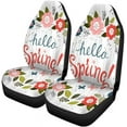 thumbnail image 2 of ZHANZZK Set of 2 Car Seat Covers Blue Hello Spring Wood Effect Flower Wreath and Lettering Universal Auto Front Seats Protector Fits for Car,SUV Sedan,Truck, 2 of 5