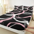 thumbnail image 3 of Manfei Geometric Circle Queen Sheet Sets 4 Pieces, Black Pink White Flat Sheet, Modern Abstract Art Queen Fitted Sheet, Super Cozy Room Decor, 3 of 7
