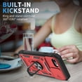 thumbnail image 3 of JTCASES for iPhone 7 Case, Sliding Camera Cover+ Rotating Ring Kickstand + Magnetic Car Mount + Inside Card Holder, Bracket Shockproof Frame Anti-drop PC TPU Heavy Duty Protection, Black/Red, 3 of 11