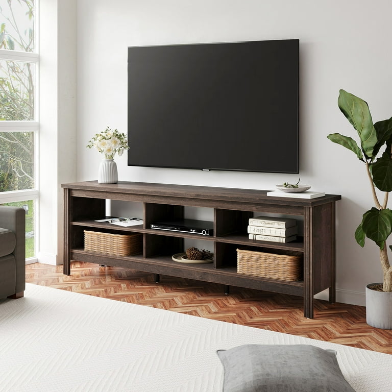 Wampat Brown TV Stand for 75 inch TV Entertainment Center Wood TV