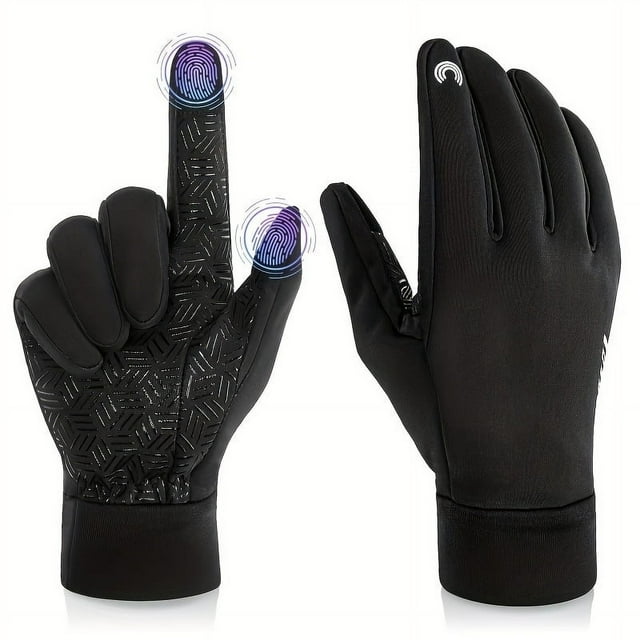 Dsseng RIGWARL 1 Pair Winter Cycling Gloves Windproof Gloves Outdoor Gloves Two-finger Touch Screen Non-slip Silicone With Reflective Strip For Men Women