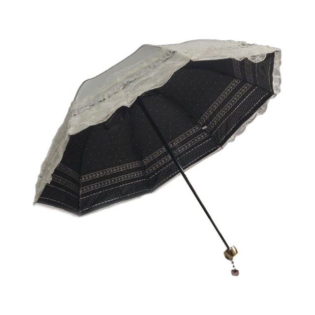 Kearding Paraguas de sol de acero para mujer, lindo encaje, repuesto europeo, portátil, a prueba de sol, impermeable, para mujer, protector Type3 NO3