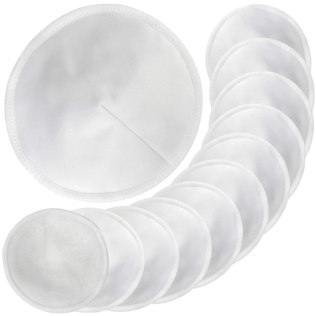 Pinowu Bio-Bambus Stilleinlagen (12 Stück) mit Wäschesack - Konturiert Stillen Nippel Pad für Mutterschaft, Wiederverwendbare Stilleinlagen zum Baby Shower Geschenk (3 Lagen, 11cm) Zhivalor LKX-1366