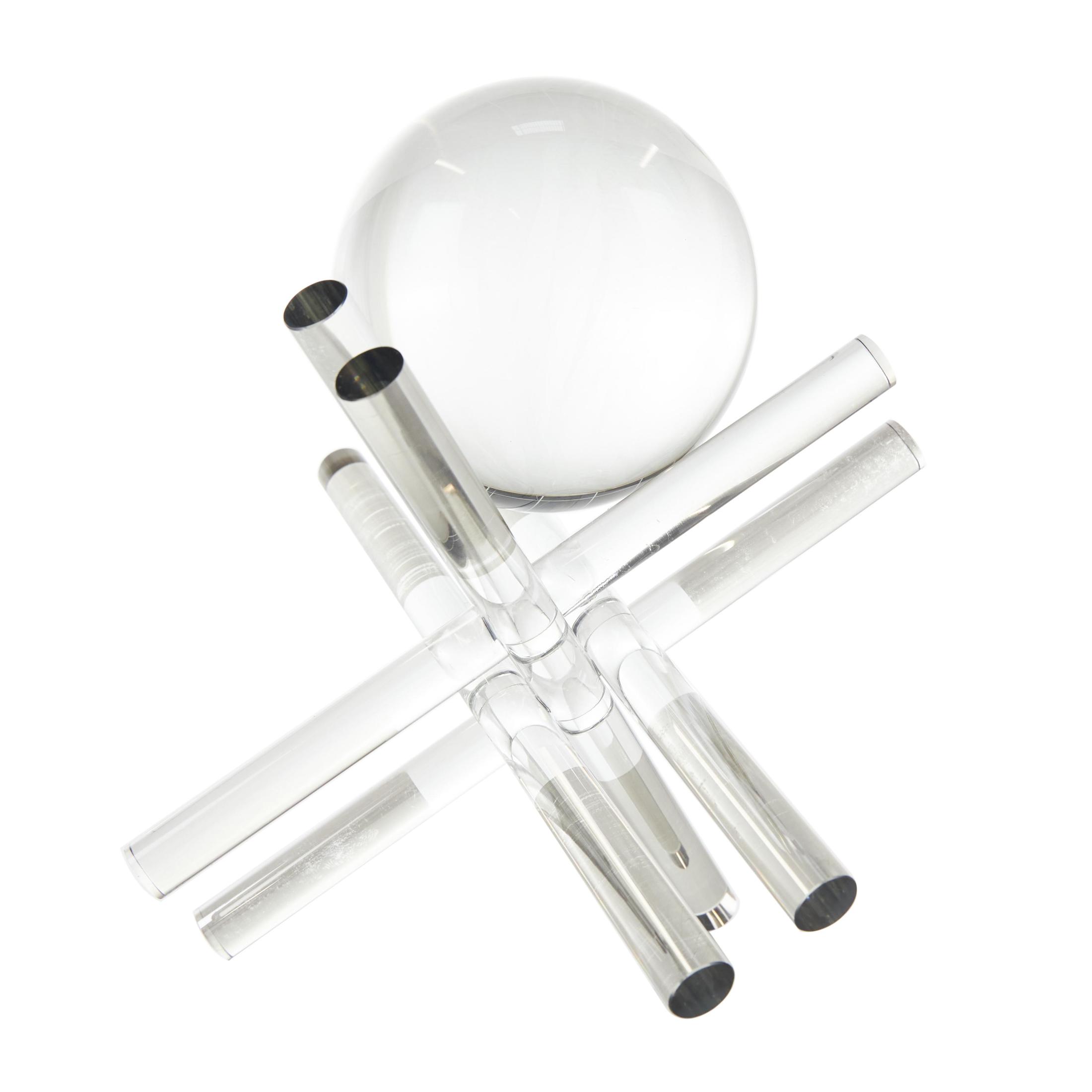 8", 7"H Clear Crystal Inspired Jack Sculpture with Clear Resting Orbs, by DecMode (2 Count)