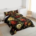 thumbnail image 3 of Feelyou Bohemian Flower Floral Queen Comforter Set, Western Fashion Bedding Sets, Retro French Style Reversible Bedding Comforter Set, Ultra Soft Bedroom Decor, 3-Piece, 3 of 8