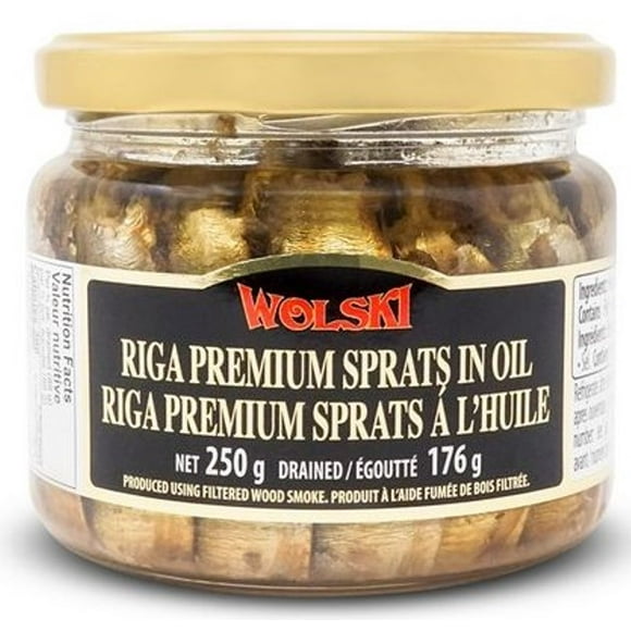 Sprats de Wolski Riga Dans un en Verre d'huile Sprats de Wolski Riga Dans un en Verre d'huile