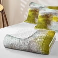 thumbnail image 4 of Castle Fairy Retro Geometric Rectangle Quilt Full 3-Piece,Abstract Gradient Smudge Full Bedspread Sets,Olive Yellow White,1 Coverlet and 2 Pillowcases, 4 of 7