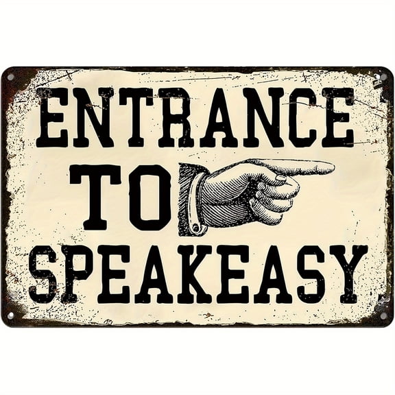 1pc Vintage Speakeasy Metal Wall Sign - Prohibition Decor with Metal Logo Plaque for Cave, Bar, Office or Party - Easy Mount Retro Wall Art for speak easy Theme Decoration