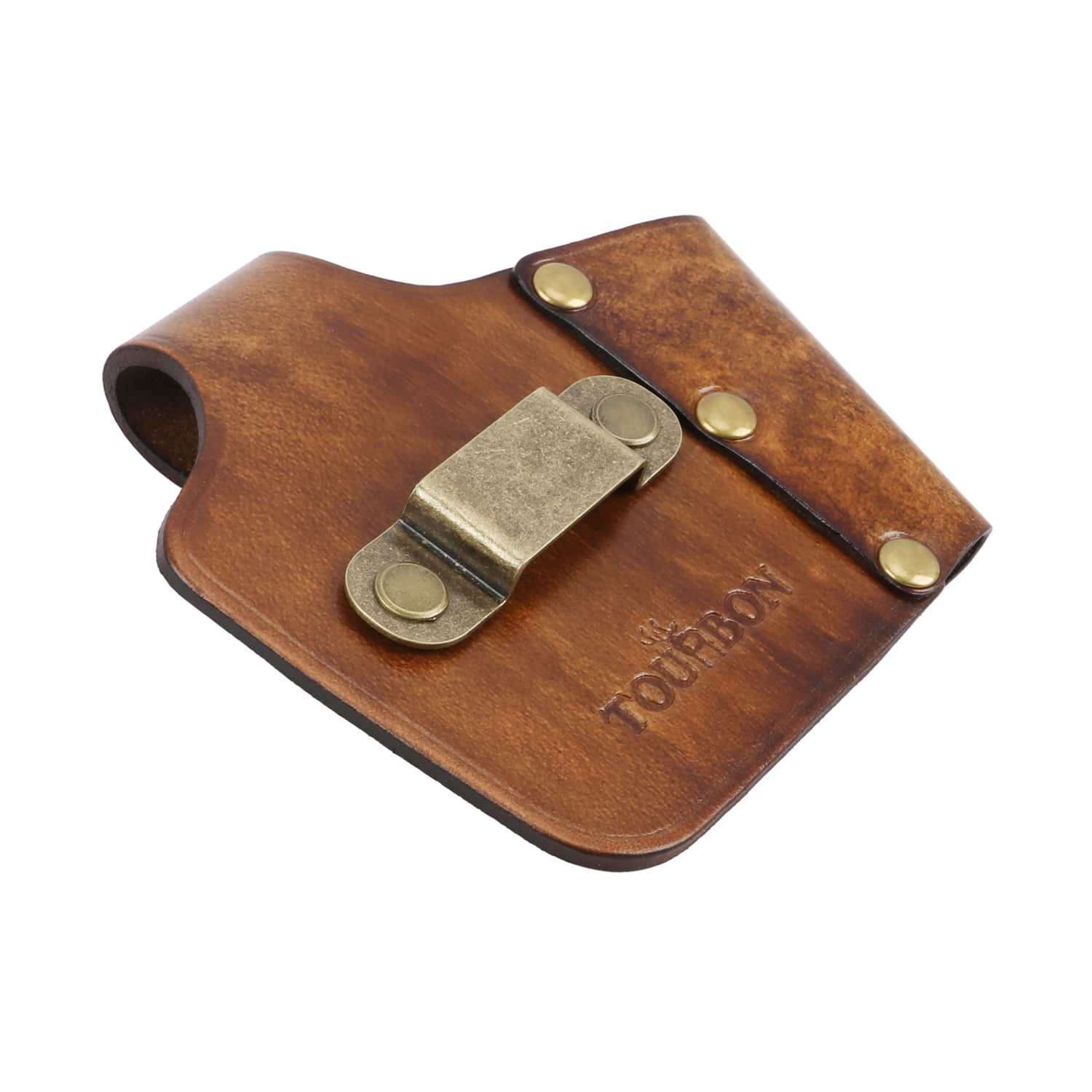 TOURBON Leather Tape Measure Hanger Screwdriver/Pencil Holder Tools Carrier Brown