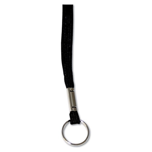 Deluxe Lanyards, Metal Ring Fastener, 36" Long, Black, 24/Box | Bundle of 2 Boxes