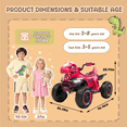 thumbnail image 3 of 12V Dinosaur Kids Ride On Car, 2 Seater Power Ride On Toy for Kids with Remote Control, Bluetooth, USB, 4 Wheel Suspension, Dinosaur Electric Toy Car for Boys and Girls Ages 3-8, Rose Pink, 3 of 6
