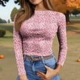 thumbnail image 4 of Knit Tops for Women Stretch Crew Neck Long Sleeve Ribbed T Shirts Slim Fit Casual Layer Tops, 4 of 4