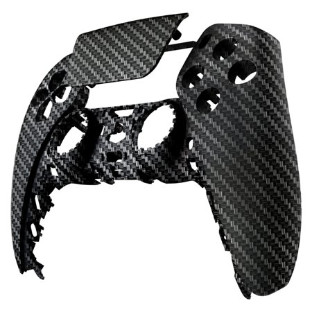 eXtremeRate Black Silver Carbon Fiber Touchpad Front Housing Shell Compatible with ps5 Controller, DIY Replacement Shell Custom Touch Pad Cover Faceplate Compatible with ps5 Controller