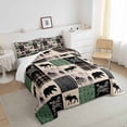thumbnail image 4 of Erosebridal Rustic Bear Deer Bedding Set, Farmhouse Cabin Decor Comforter Set Queen Size Woodland Country Patchwork Bedding Comforter Sets, Grid Quilt With 2 Pillow Cases, 4 of 5