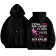 thumbnail image 1 of Cancer Awareness Ladies Long Sleeve Letter Print Hooded Pullover Sweatshirt for Everyday Comfort Support, 1 of 8