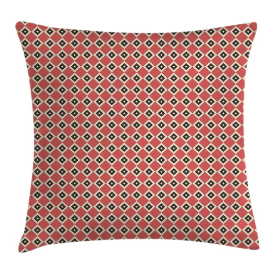 Geometric Throw Pillow Cushion Cover, Diagonal Stripes with Big and Small Squares Inside ...