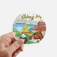 thumbnail image 1 of Thaïlande Autocollant Temple du Panda Chiang Mai, Étiquette Murale Ronde pour Valise d'Ordinateur Portable, 1 of 1