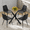 Table+4Black Chairs(B0502B), variant on StnTalk 39″ Round Glass Dining Table Set for 4 with Black Faux Leather Chairs, Modern Tempered Glass Kitchen & Dining Room Table with Black Metal Base and Upholstered Seating