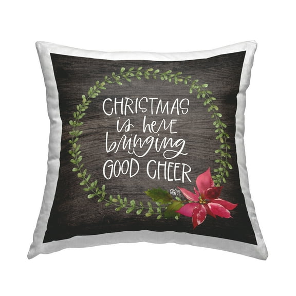 Stupell Industries Christmas Bringing Good Cheer Poinsettia Printed Throw Pillow Design by Valerie Weiners