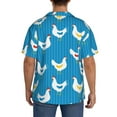 thumbnail image 5 of Xecao offers the Cartoon Chicken for Men's Casual Short-sleeved Shirt, a button-up collared shirt with a pocket, perfect for beach vacations and yacht travel in the Large size., 5 of 7