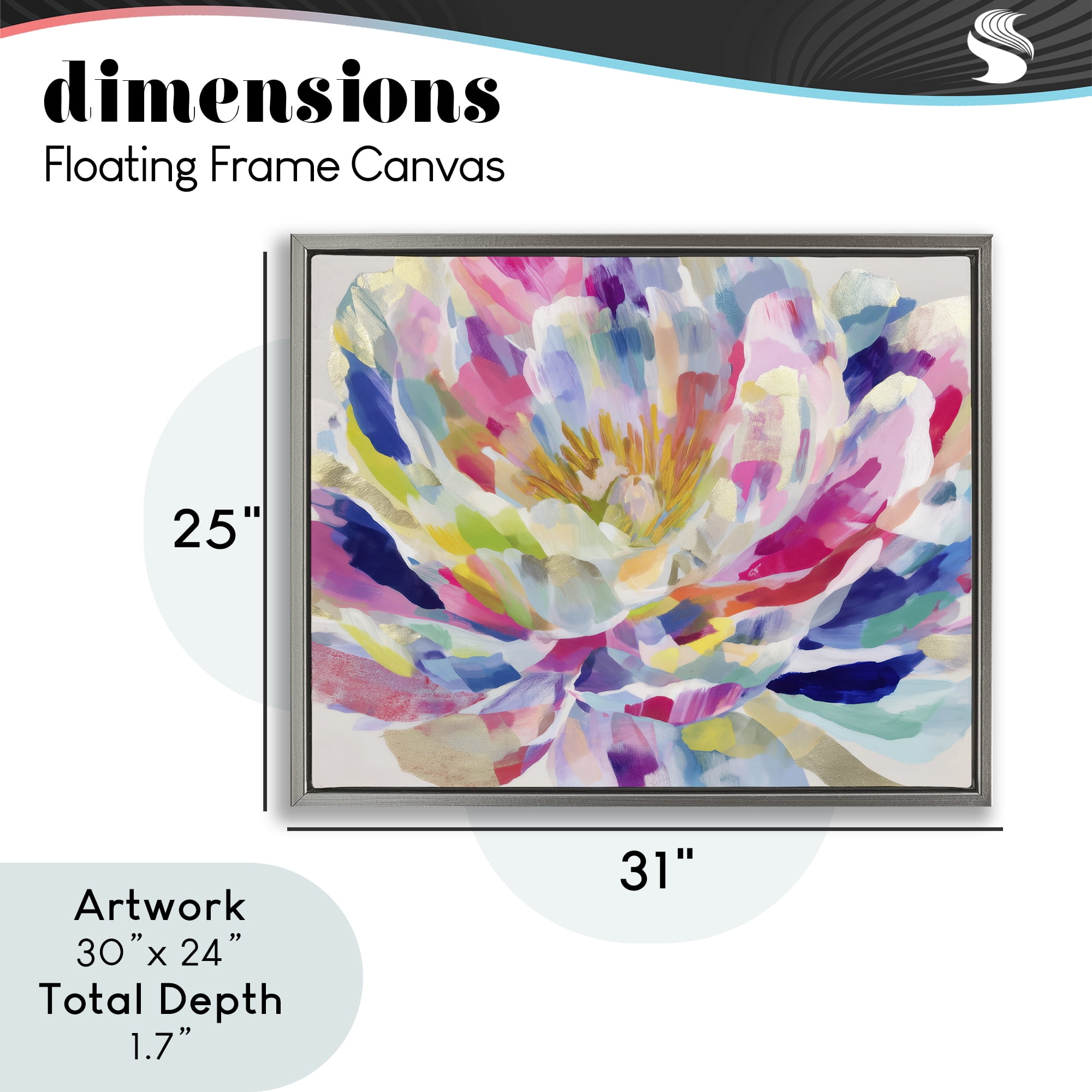 Stupell Industries Dahlia in Pink & Blue Gray Framed Floater Canvas Wall Art, design by Chromatic Storm Studio