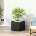 thumbnail image 2 of Fardeen Outdoor Modern Medium Cast Stone Square Planter, Black, 2 of 6