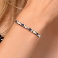 thumbnail image 5 of Gem Stone King 925 Silver and 10K Yellow Gold Blue Created Sapphire and White Zirconia Bracelet for Women | 2.00 Cttw | Gemstone September Birthstone | Round 4MM | Adjustable up to 9 inch, 5 of 7
