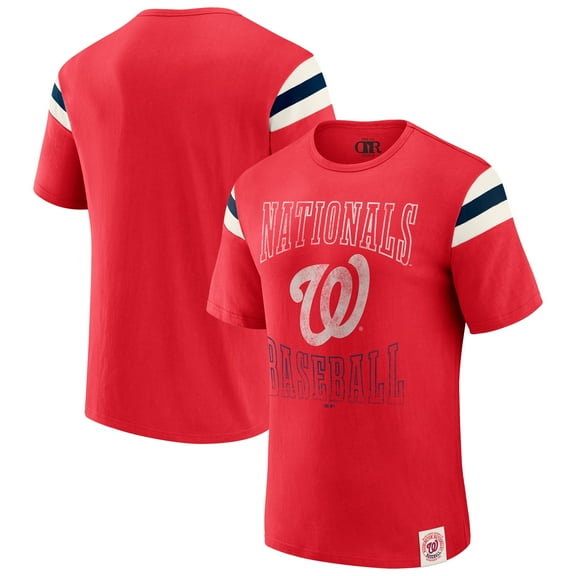 Men's Darius Rucker Collection by Fanatics Red Washington Nationals Distressed Sleeve Stripe T-Shirt
