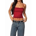 thumbnail image 2 of Tank Top for Women Adjustable Spaghetti Strap Camisole Cropped Lace Trim- Y2K Going Out Tops Summer Red S, 2 of 9