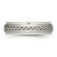 thumbnail image 3 of Auriga Stainless Steel w/Sterling Silver Braid Inlay Brushed Polished 6 mm Band for Women Size 13, 3 of 6