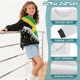 thumbnail image 6 of Xoenoiee Jamaica Flag Camo Music Note Print Girls Oversized Sweatshirt Drop Shoulder Long Sleeve Crewneck Pullover, Loose Fit Casual Fall Top Y2K Winter Outfits, 5-6 Years, 6 of 7