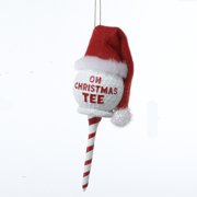 5" Peppermint Twist "Oh Christmas Tee" Golf Ball with Santa Hat Ornament