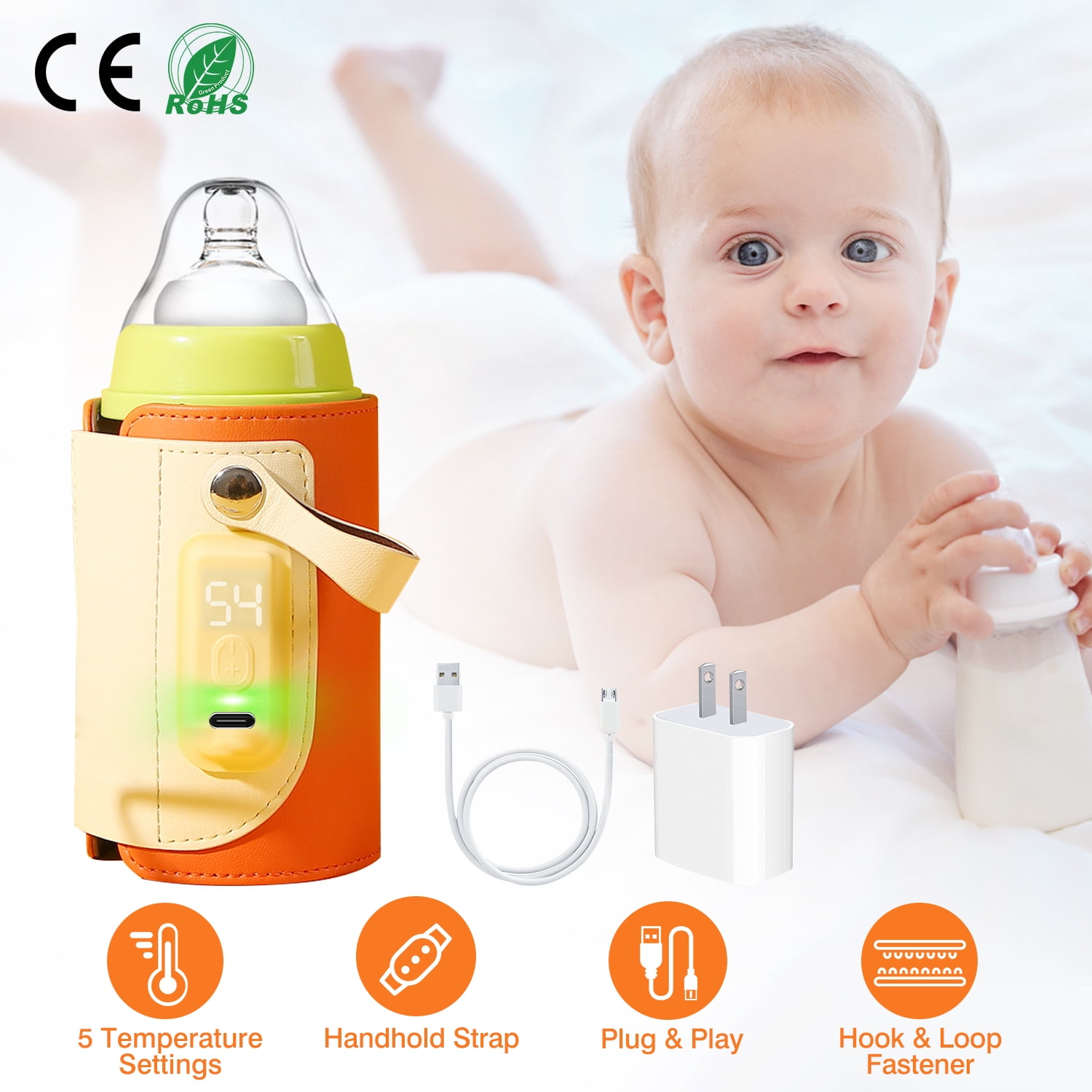 iMounTEK Portable Bottle Warmer with Fast Charging, Milk Warmer with Temperature Control