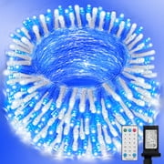 165FT 500 LED String Lights, White/Blue Fairy Lights Plug in, 16 Modes Transparent Wire, 3m Power Cord, 29V Low Voltage for Indoor Outdoor Christmas Wedding Decoration