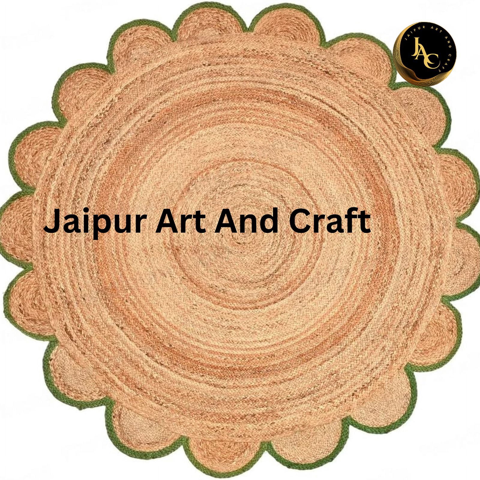 Jaipur Art And Craft Natural Round Jute Rug Indian Handmade Area Rug Bohemian Style Braided Carpet (7x7 Sq Ft)