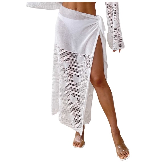 BOBOGOJP Women Sarong Chiffon Bathing Suit Cover Up Long Beach Bikini Wraps Sheer Swim Suit Coverup 2026 Pareo for Women White for Size A