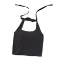 thumbnail image 2 of JGGSPWM Women's Summer Built-In Bra Halter Tops Backless Crop Cami Chest Pad Cotton Top Underwear Base Bottoming T-Shirts Black L, 2 of 5