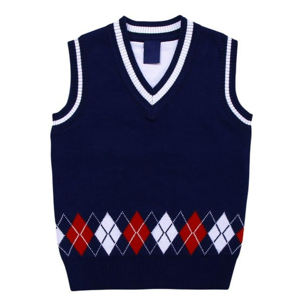 Autumn Winter Baby Knitted Sweater Vest Argyle Plaid Kids Boys Pullover