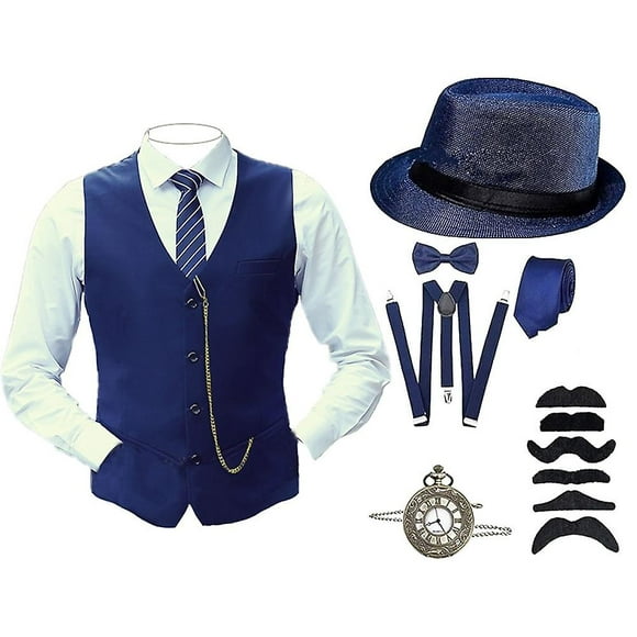 The Great Gatsby Vintage 1920s Vest Panama Hat Accesories Set Men's Costume Cosplay Carnival Engagement Party Sleeveless Halloween Bow More Accessorie