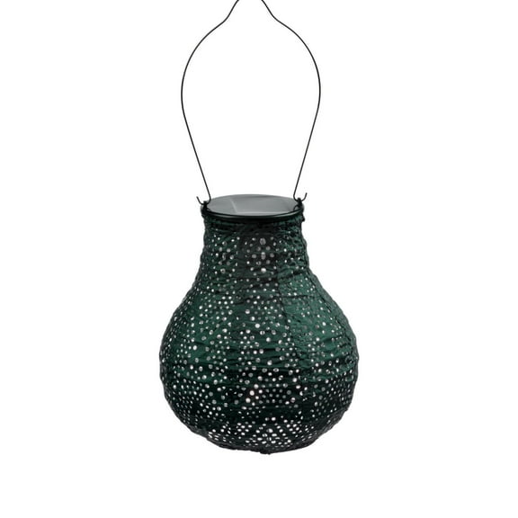 Esschert Design Pre-Lit Battery-Operated Bulb Ikat Lantern - 14" - Green